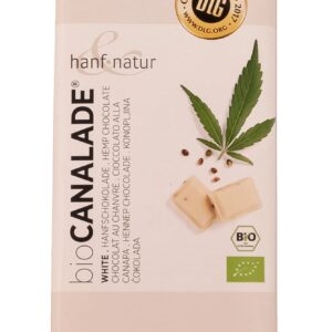 Chocolat blanc BIO aux graines de chanvre 100g